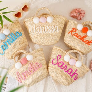 Personalized Straw Bridesmaid Handbag,Custom Bridesmaid Beach Bag,Summer Wedding Gift,Bachelorette Party Gift,Birthday Trip Party Favor Bag