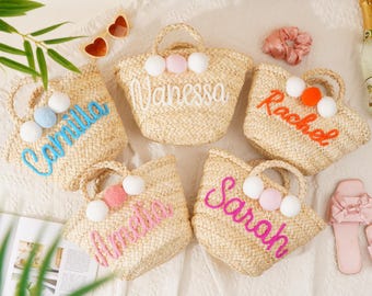 Personalized Straw Beach Bag, Bridesmaid Wedding Party Favor
