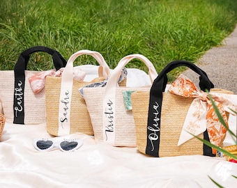 Bolsa de playa de paja personalizada para dama de honor: regalo de boda personalizado