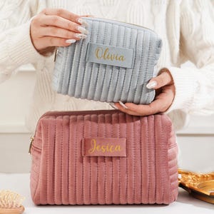 Beauty case in velluto personalizzato: borsa per il trucco personalizzata, regalo da viaggio