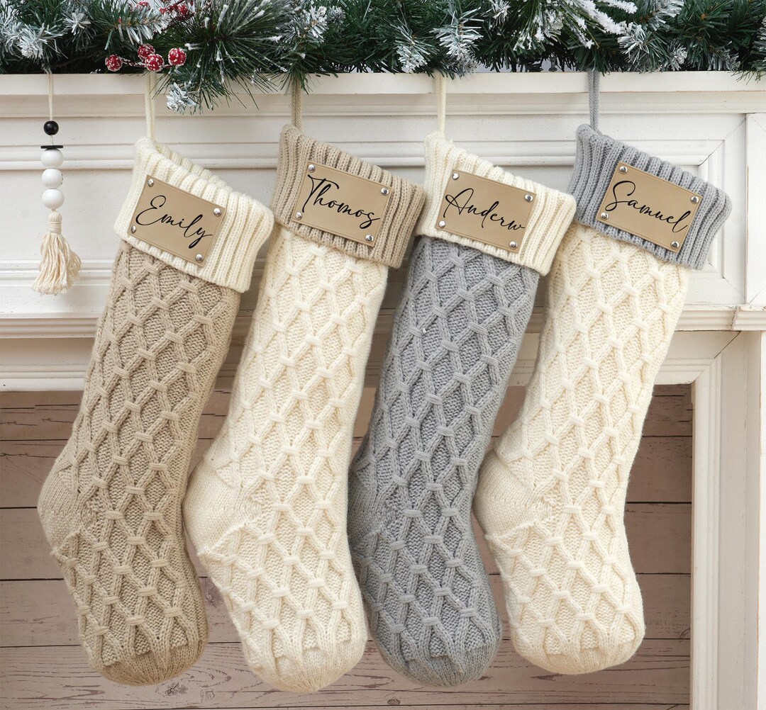 2025 Christmas Stockings With Name,engraved Knitted Christmas Stockings