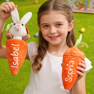 Personalized Plush Bunny Carrot Keychain: Easter Gift for Kids