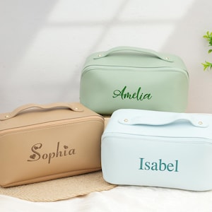 Große Kapazität Kosmetiktasche, Leder bestickte Make-up Tasche, Weihnachtsgeschenk Frauen, Brautjungfer Geschenke, Make-up Veranstalter, Brautparty Geschenk
