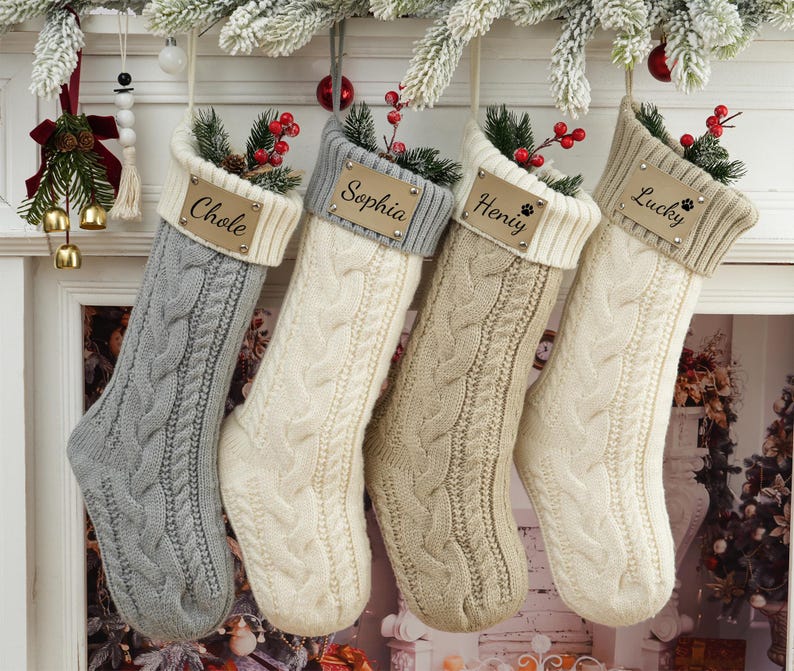 2024 Engraved Leather Patch Stockings,christmas Stockings With Name