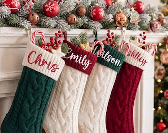 Personalized Embroidered Knit Christmas Stocking: Monogrammed Holiday Decor