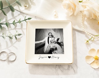 Personalized Ceramic Photo Ring Dish,Couples Wedding Gift,Bridesmaid Proposal