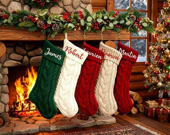 Personalized Embroidered Knit Christmas Stocking: Monogrammed Holiday Decor
