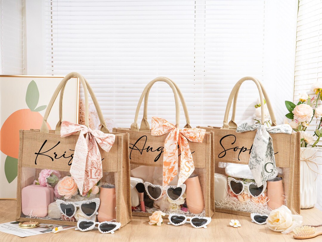 Personalized Burlap Bridesmaid Tote Bag: Bachelorette Gift - Etsy