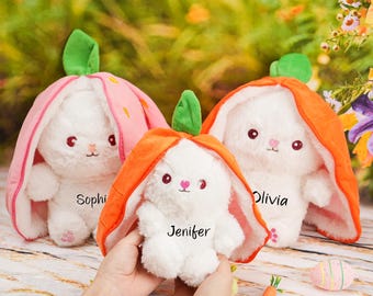 Pelúcia de coelho da Páscoa personalizada: Pelúcia com zíper de cenoura