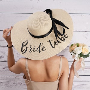 Cappello da sole personalizzato per la sposa, cappello da spiaggia personalizzato, cappello da spiaggia personalizzato, cappello da spiaggia per damigella d'onore, regalo per damigella d'onore, cappello bianco floscio per la luna di miele