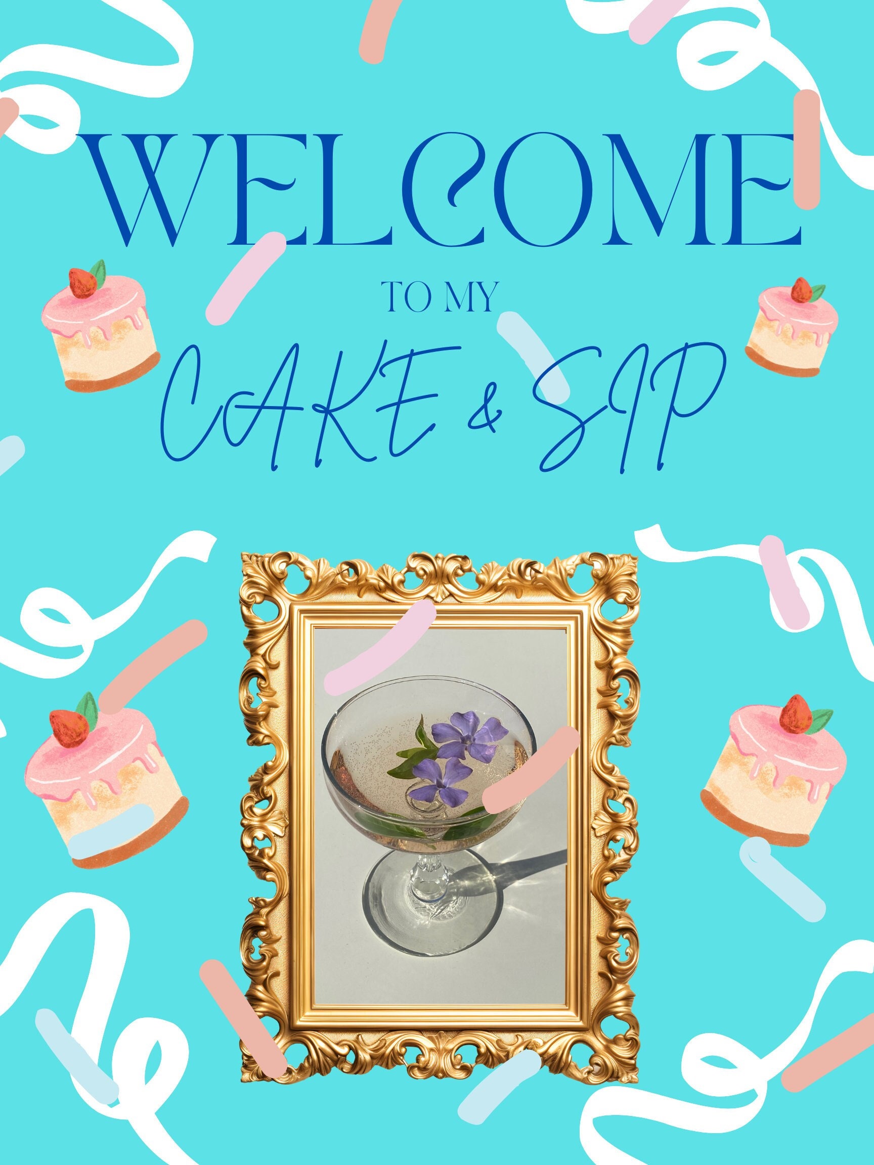 Customizable Cake and Sip Party Sign for Birthday Girls Night Cake ...