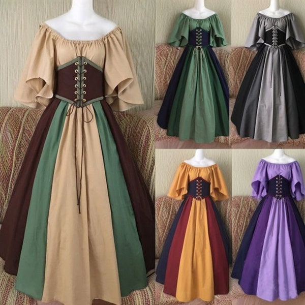 Ren fair corset prom dress, Medieval prom dress woman, Renaissance costume, Fantasy cosplay dress