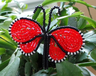 French Beaded Monarch Butterfly Plant Stick