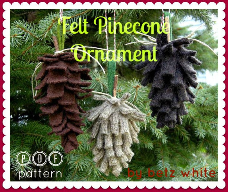 Felt Pinecone Ornament PDF PATTERN image 1