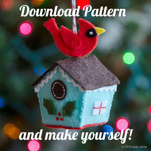 Birdhouse Felt Ornament PDF PATTERN