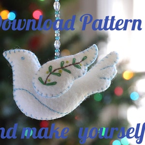 Peace Dove Felt Ornament PDF PATTERN