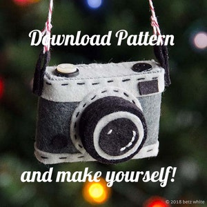 Say Cheese! Camera Felt Ornament PDF PATTERN