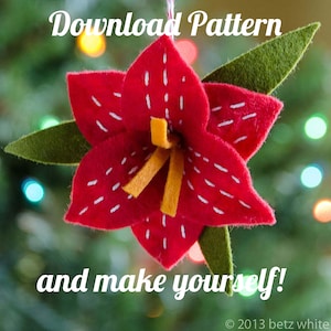 Christmas Amaryllis Felt Ornament PDF PATTERN