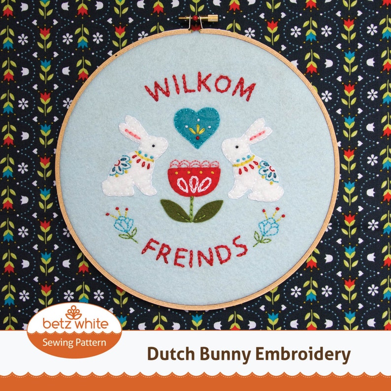 Dutch Bunny Embroidery PDF pattern image 1