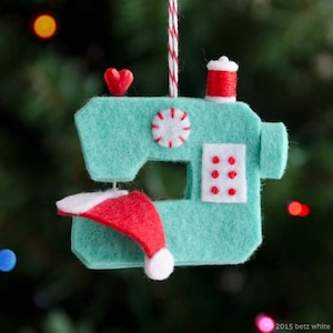 Ho Ho Sew Felt Sewing Machine Ornament PDF PATTERN image 2