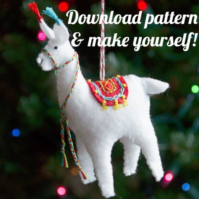 Fa La La La Llama Felt Ornament PDF PATTERN image 0