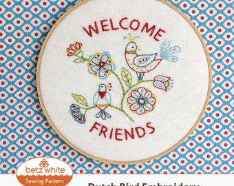 Dutch Bird Embroidery PDF pattern