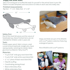 Slippy and Slide stuffed felt seals PDF pattern image 4