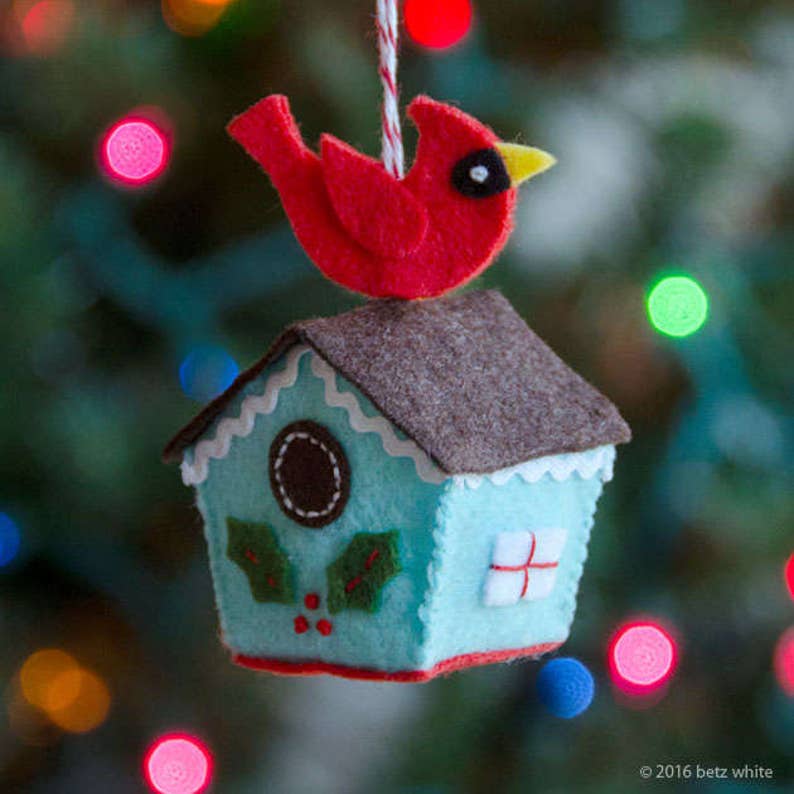 Birdhouse Felt Ornament PDF PATTERN image 2