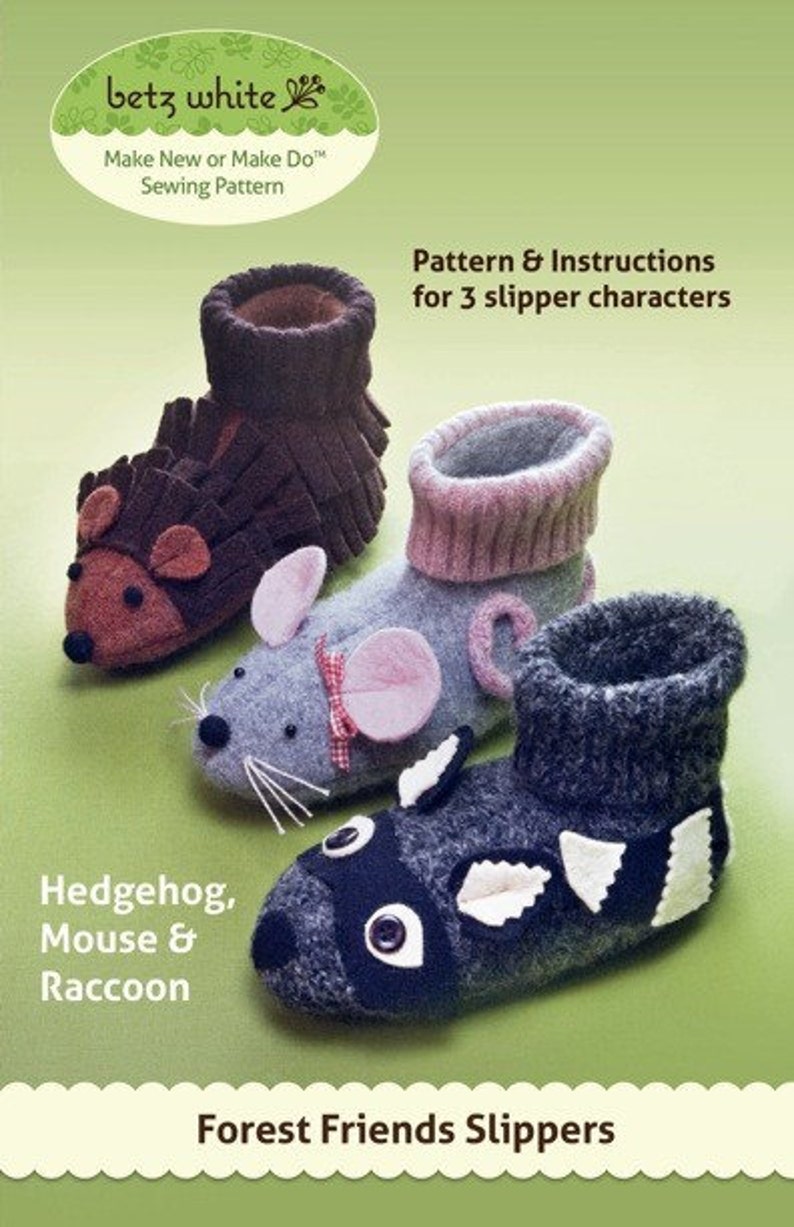 Forest Friends Slippers PDF PATTERN image 1