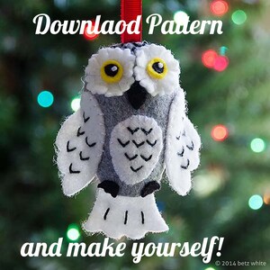 Snowy Owl Felt Ornament PDF PATTERN