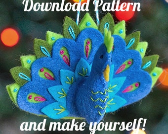 Peacock Felt Ornament PDF PATTERN