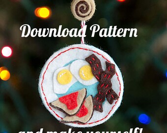 Wakey Wakey Eggs and Bakey Felt Ornament PDF PATTERN