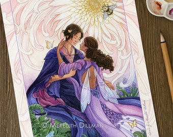 Tarot Art Print, The Lovers, fairies, romantic, fantasy print, 8x10 print, meredith dillman