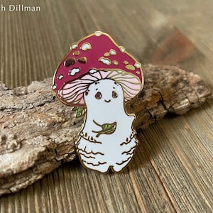 Mushroom sprite Enamel Pin, mushroom pin, amanita mushroom, fairy tale art by Meredith Dillman image 1