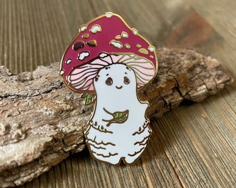 Mushroom sprite Enamel Pin, mushroom pin, amanita mushroom, fairy tale art by Meredith Dillman