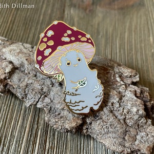 Mushroom sprite Enamel Pin, mushroom pin, amanita mushroom, fairy tale art by Meredith Dillman image 3