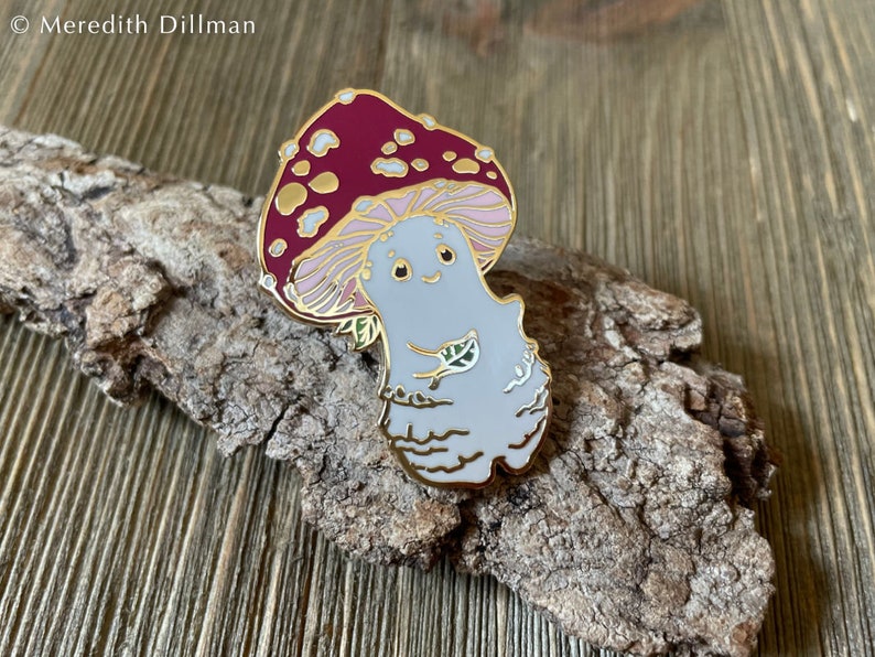 Mushroom sprite Enamel Pin, mushroom pin, amanita mushroom, fairy tale art by Meredith Dillman image 3