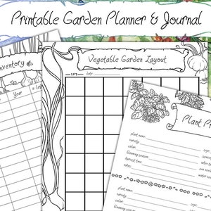Floral Garden Planner Worksheets, garden journal - digital printable Instant download