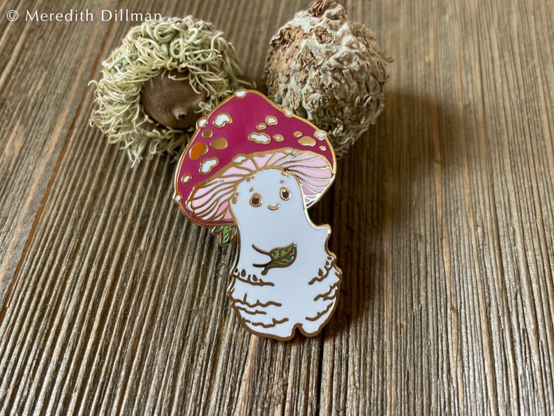 Mushroom sprite Enamel Pin, mushroom pin, amanita mushroom, fairy tale art by Meredith Dillman image 2