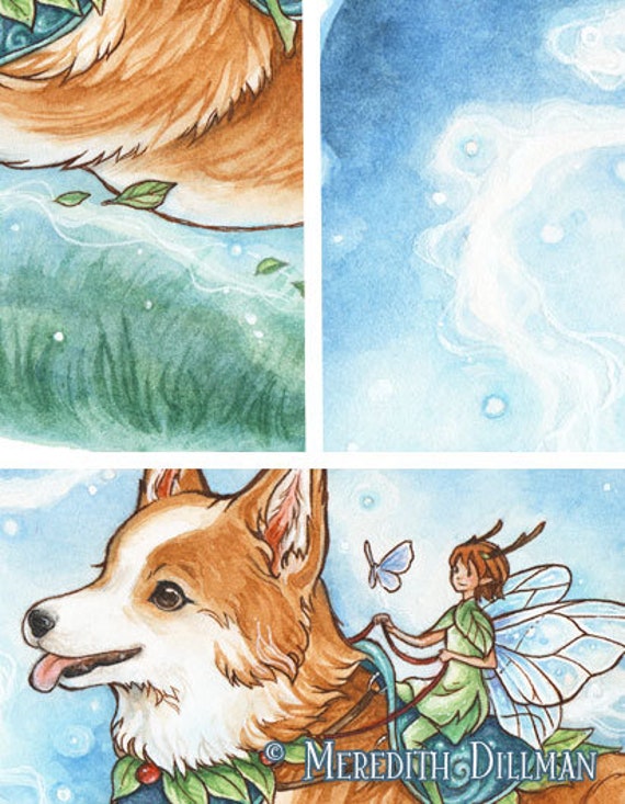 The Fairy Steed Corgi Art Print Fairy Tale Art Cute Dog Corgi