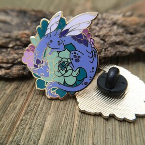 Succulent Dragon Enamel Pin, Dragon Art, lapel pin, cactus garden, plant lover, botanical image 3