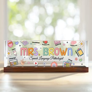 Speech Therapist Desk Name Plate, Speech Language Pathologist Gift, Speech Therapy Room Decor, SLP Gifts Name Sign, New Slp Gift, Grad Gift