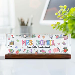 Behavior Analyst Gift Custom Name Sign, BCBA Gift, BCBA Acrylic Desk Name Plate, Behavior Therapist Appreciation Gift Decor, ABA Team Gift