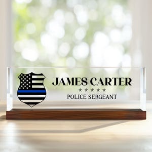 Police Gift for Officer, Law Enforcement Personalized Gift for Police Officer Desk Name Plate, Personalized Name Plate for Desk Name Plate