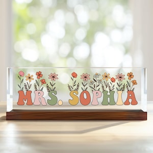 Personalized Teacher Gifts, Custom Teacher Acrylic Block Desk Sign Teacher Desk Name Plate, Teacher Acrylic Plaque, Teacher Appreciation