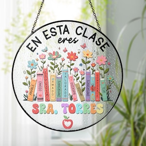 Personalized Maestra Stained Glass, Spanish Teacher Gift, Back to School Gift for Latina Teacher, Maestra Bilingue, Bilingual Teacher Gift