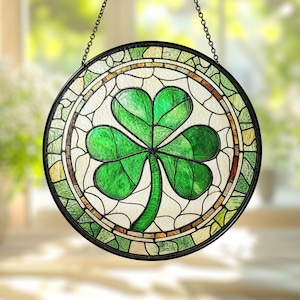 Shamrock Stained Glass Suncatcher, Irish Shamrock Gift, Shamrock Suncatcher, Shamrock Glass Hangings,St. Patrick&#39;s Day Decoration,Irish Gift