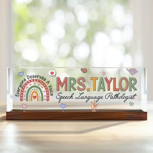 Personalized Speech Language Pathologist Desk Name Plate, SLP Name Sign, SLP Gift, Speech Language Pathologist, Teacher Appreciation Gift