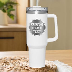 Custom Logo 40 0z Tumbler with Handle, Personalized Engraved Company Logo, Corporate Gift, Name Tumbler, Wholesale Business Mugs, Bulk Order