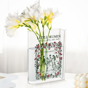 Custom Floral Acrylic Book Vase, Reader Bookshelf Decor Librarian Gift for Book Lovers, Bookworm Gift, Library Sign, Bookish Gift For Her